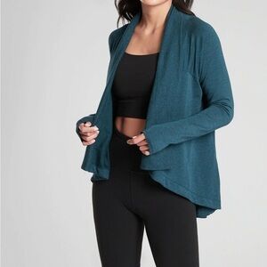 Athleta Women’s XXS Teal Blue Nirvana Wrap Open Front Sweatshirt Jacket